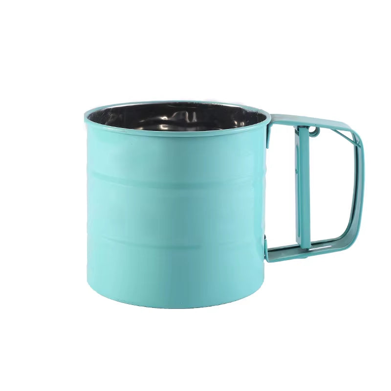 Semi-Automatic Flour Sifter, a Household Kitchen Baking Tool, Handheld Stainless Steel Filter for Powdered Sugar and Flour