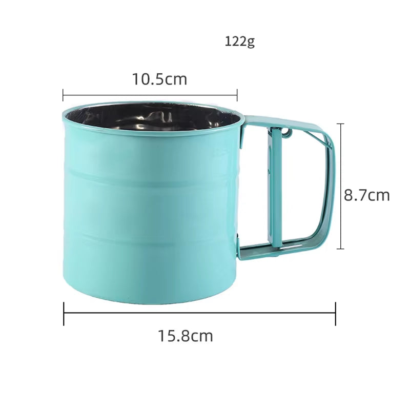 Semi-Automatic Flour Sifter, a Household Kitchen Baking Tool, Handheld Stainless Steel Filter for Powdered Sugar and Flour