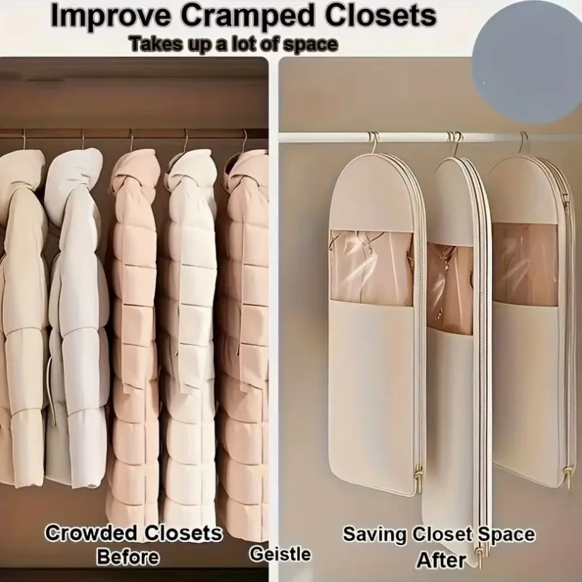 Down Jacket Compression Dust Cover, Wardrobe Clothes, High-Quality Dust-Proof Hanging Household Visible Clothing Dust Cover