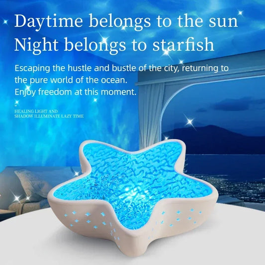 LED Starfish Projector Lamp Galaxy Starry Sky Decor Night Light Rechargeable Dreamy Ambient Light for Kids Gift Festival Party